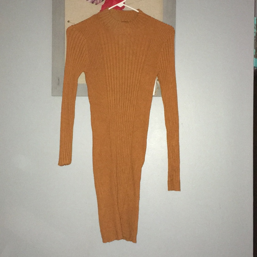 forever 21 dark yellow bodycon sweater dress